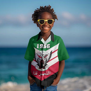 Sudan Independence Day Kid Hawaiian Shirt with Sudanese Secretary Bird