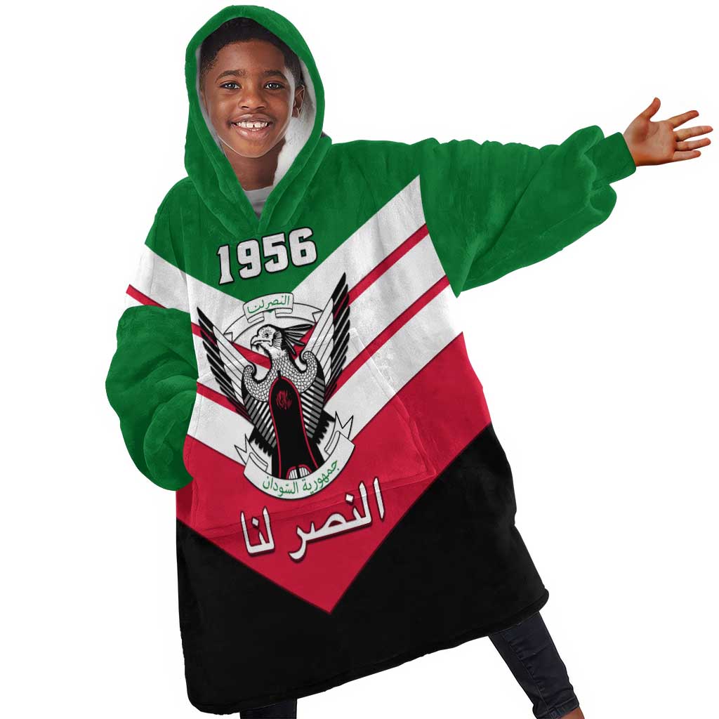 Sudan Independence Day KId Wearable Blanket Hoodie with Sudanese Secretary Bird