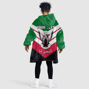 Sudan Independence Day KId Wearable Blanket Hoodie with Sudanese Secretary Bird