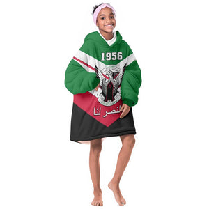 Sudan Independence Day KId Wearable Blanket Hoodie with Sudanese Secretary Bird