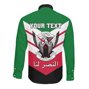 Sudan Independence Day Long Sleeve Button Shirt with Sudanese Secretary Bird