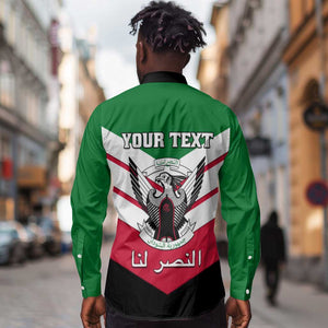 Sudan Independence Day Long Sleeve Button Shirt with Sudanese Secretary Bird