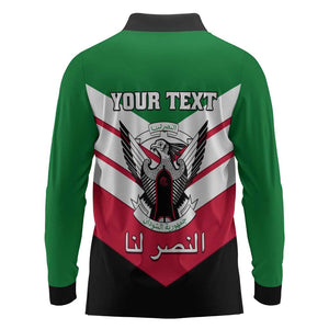 Sudan Independence Day Long Sleeve Polo Shirt with Sudanese Secretary Bird