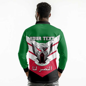 Sudan Independence Day Long Sleeve Polo Shirt with Sudanese Secretary Bird