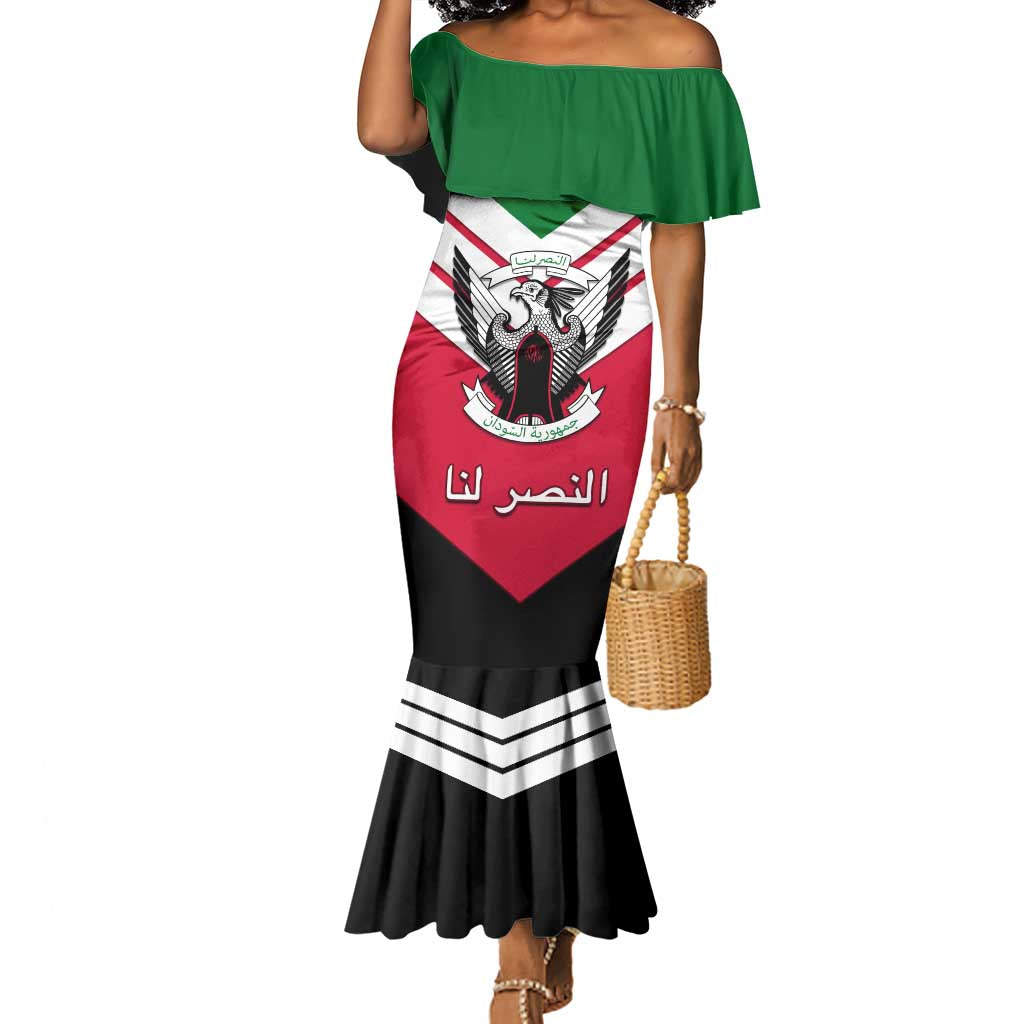 Sudan Independence Day Mermaid Dress with Sudanese Secretary Bird