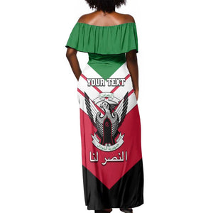 Sudan Independence Day Off Shoulder Maxi Dress with Sudanese Secretary Bird