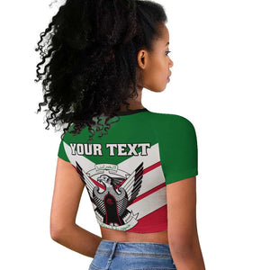 Sudan Independence Day Raglan Cropped T shirt with Sudanese Secretary Bird