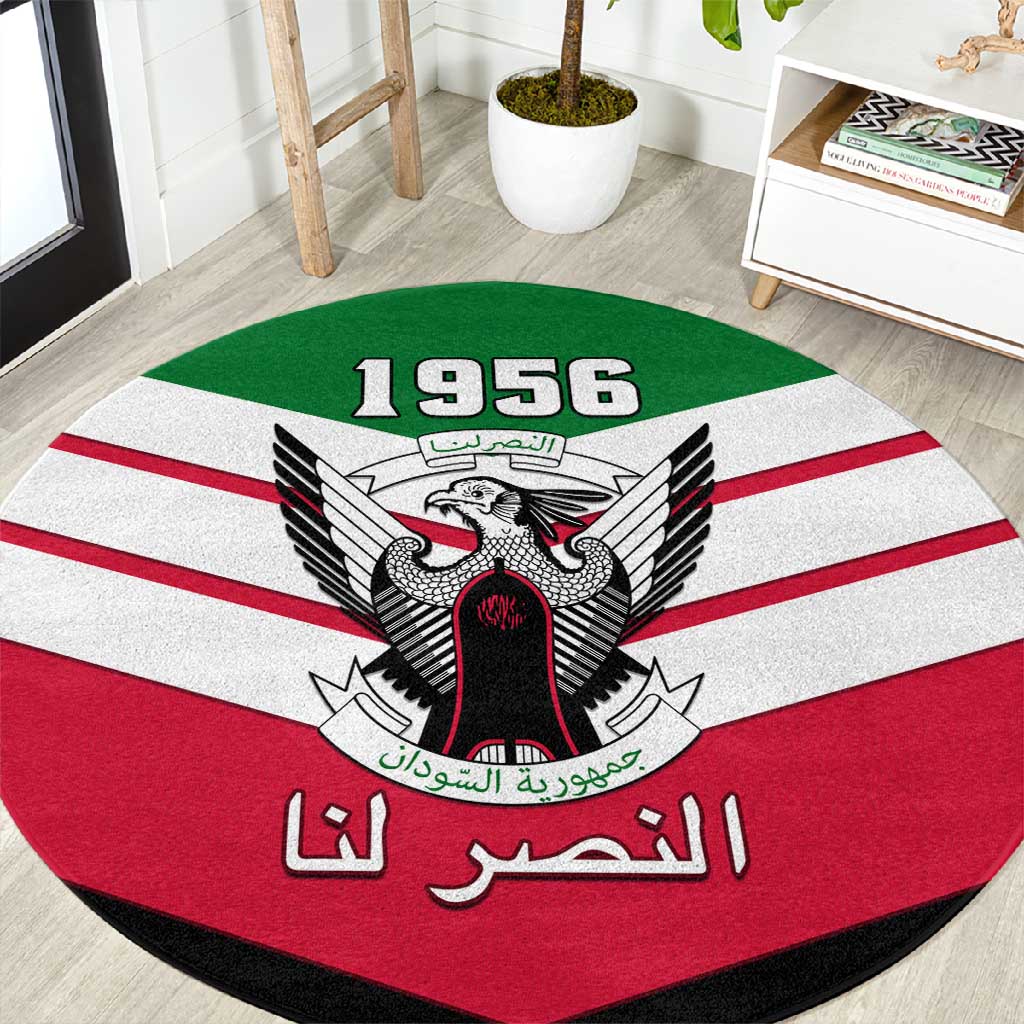 Sudan Independence Day Round Carpet with Sudanese Secretary Bird