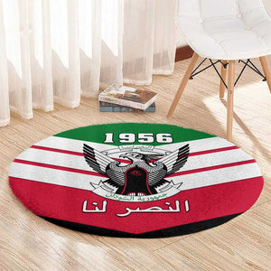 Sudan Independence Day Round Carpet with Sudanese Secretary Bird