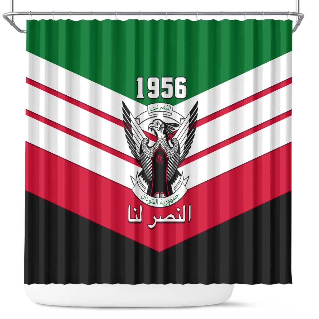 Sudan Independence Day Shower Curtain with Sudanese Secretary Bird