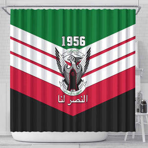 Sudan Independence Day Shower Curtain with Sudanese Secretary Bird