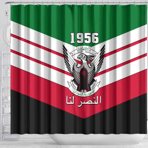 Sudan Independence Day Shower Curtain with Sudanese Secretary Bird