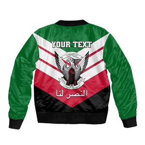 Sudan Independence Day Sleeve Zip Bomber Jacket with Sudanese Secretary Bird