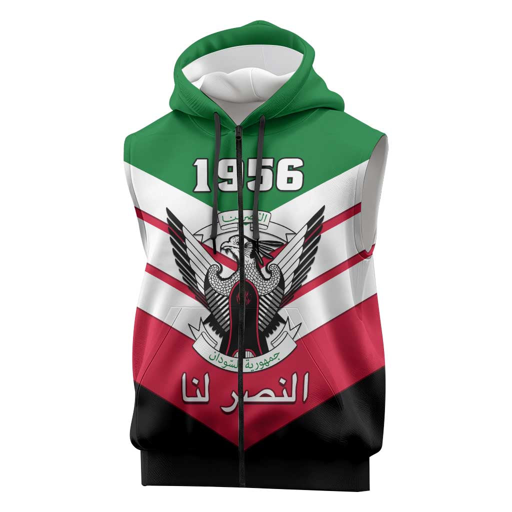 Sudan Independence Day Sleeveless Zip Hoodie with Sudanese Secretary Bird - African Pride
