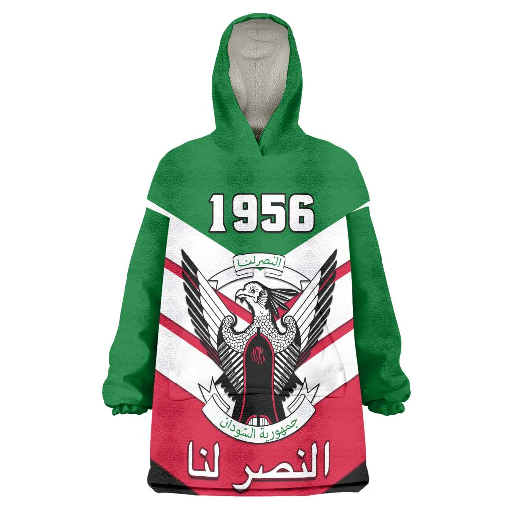 Sudan Independence Day Wearable Blanket Hoodie with Sudanese Secretary Bird
