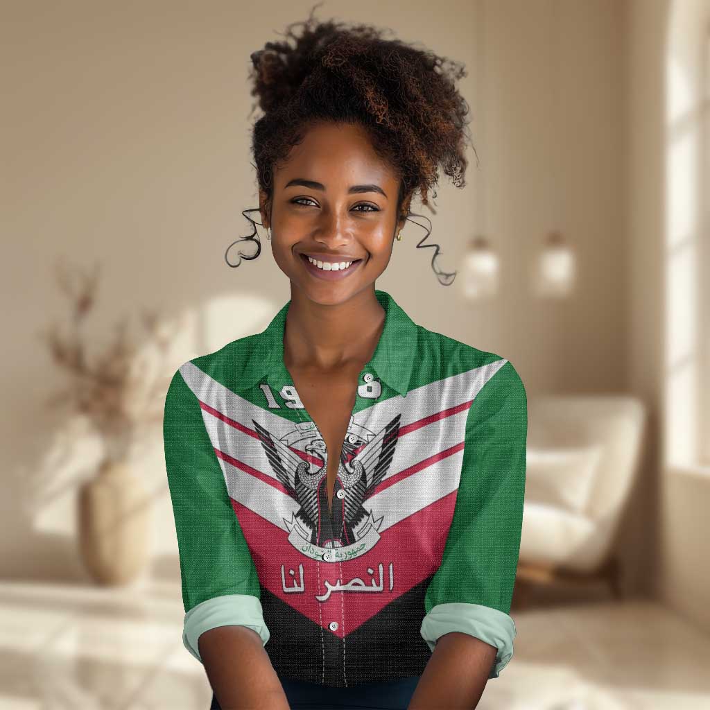 Sudan Independence Day Women Casual Shirt with Sudanese Secretary Bird