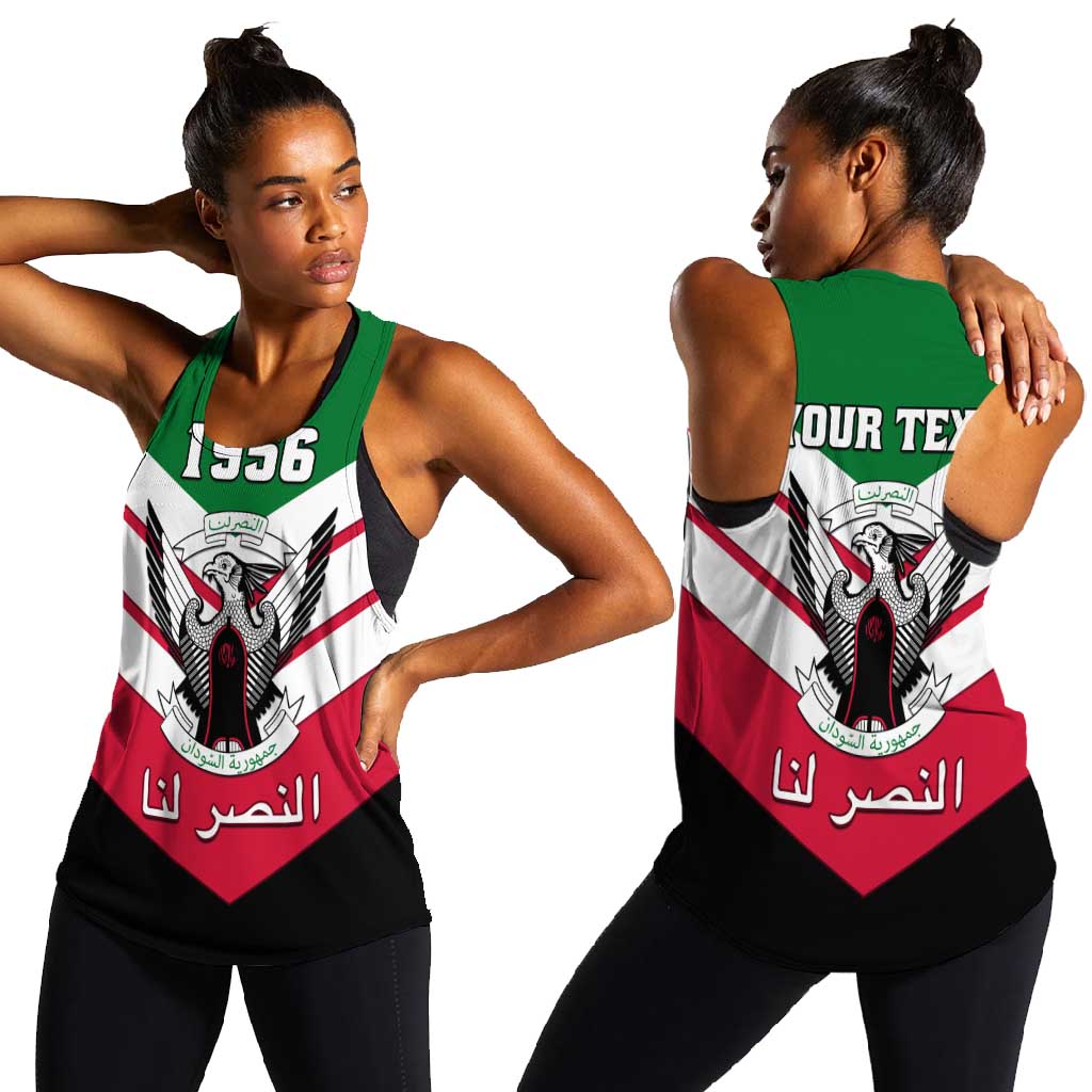 Sudan Independence Day Women Racerback Tank with Sudanese Secretary Bird