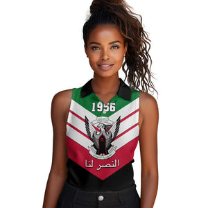 Sudan Independence Day Women Sleeveless Polo Shirt with Sudanese Secretary Bird