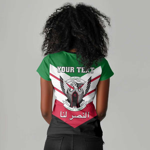 Sudan Independence Day Women V-Neck T-Shirt with Sudanese Secretary Bird