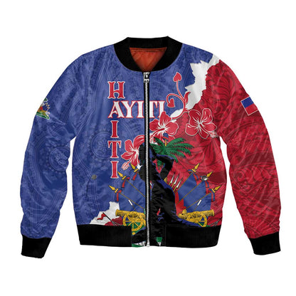 Personalised Afro Haiti Le Marron Inconnu Bomber Jacket Dashiki Mix Polynesian Pattern