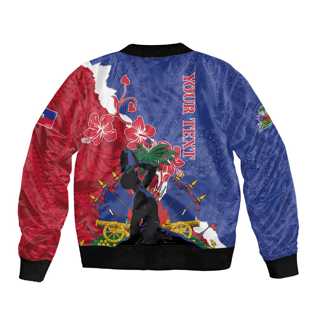Personalised Afro Haiti Le Marron Inconnu Bomber Jacket Dashiki Mix Polynesian Pattern