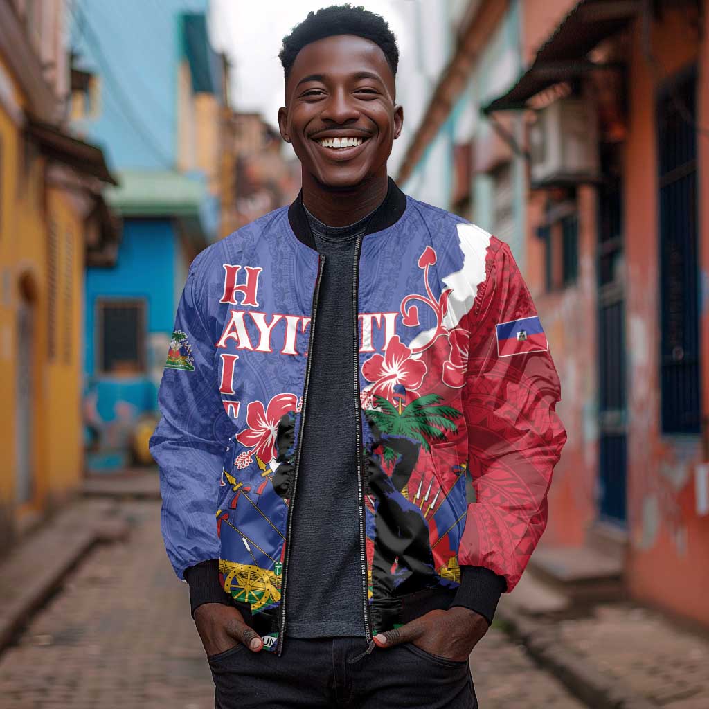 Personalised Afro Haiti Le Marron Inconnu Bomber Jacket Dashiki Mix Polynesian Pattern
