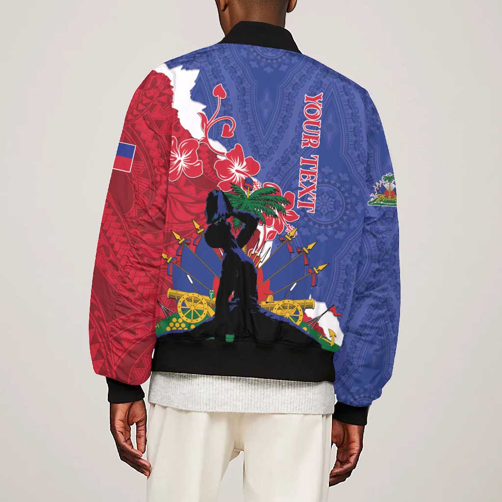 Personalised Afro Haiti Le Marron Inconnu Bomber Jacket Dashiki Mix Polynesian Pattern