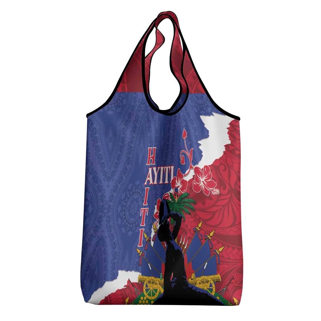 Personalised Afro Haiti Le Marron Inconnu Grocery Bag Dashiki Mix Polynesian Pattern