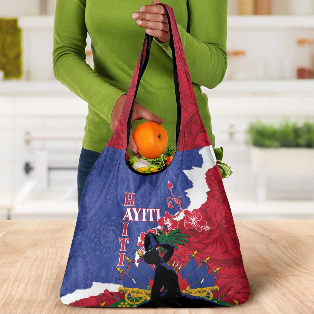 Personalised Afro Haiti Le Marron Inconnu Grocery Bag Dashiki Mix Polynesian Pattern