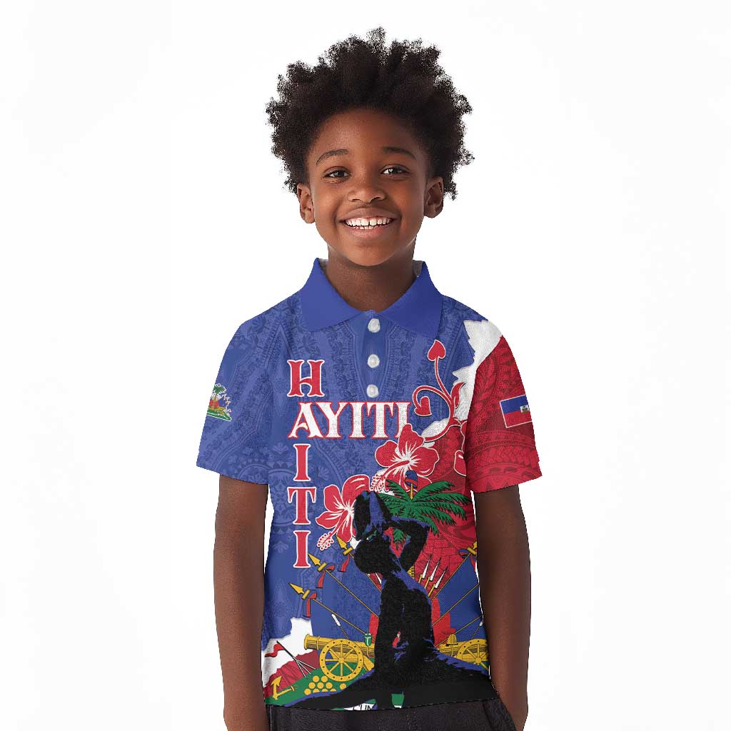 Personalised Afro Haiti Le Marron Inconnu Kid Polo Shirt Dashiki Mix Polynesian Pattern