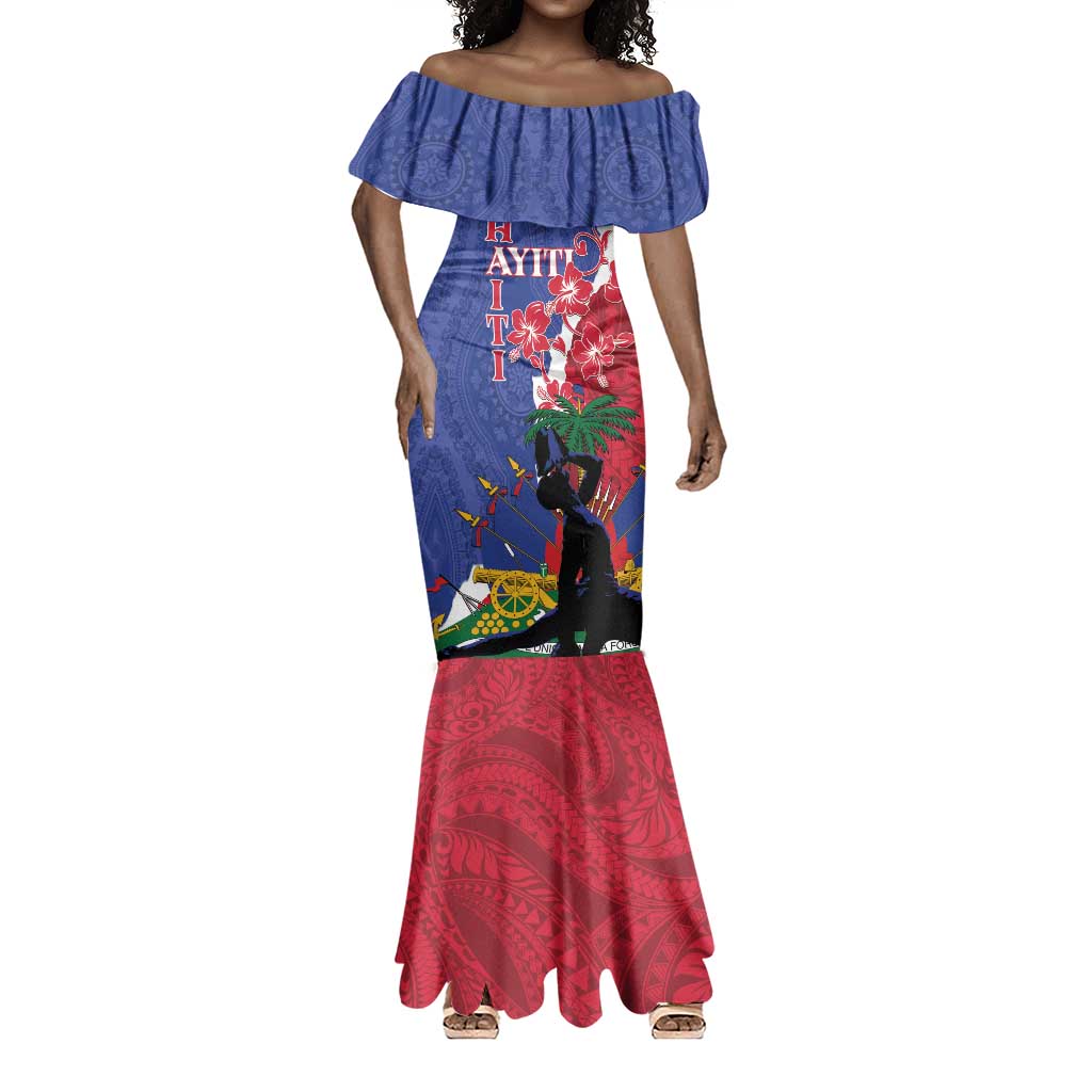 Personalised Afro Haiti Le Marron Inconnu Mermaid Dress Dashiki Mix Polynesian Pattern