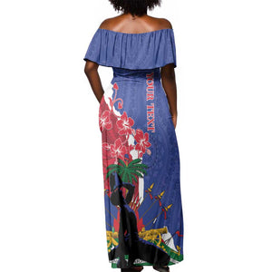 Personalised Afro Haiti Le Marron Inconnu Off Shoulder Maxi Dress Dashiki Mix Polynesian Pattern