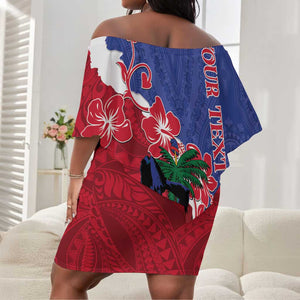 Personalised Afro Haiti Le Marron Inconnu Off Shoulder Short Dress Dashiki Mix Polynesian Pattern