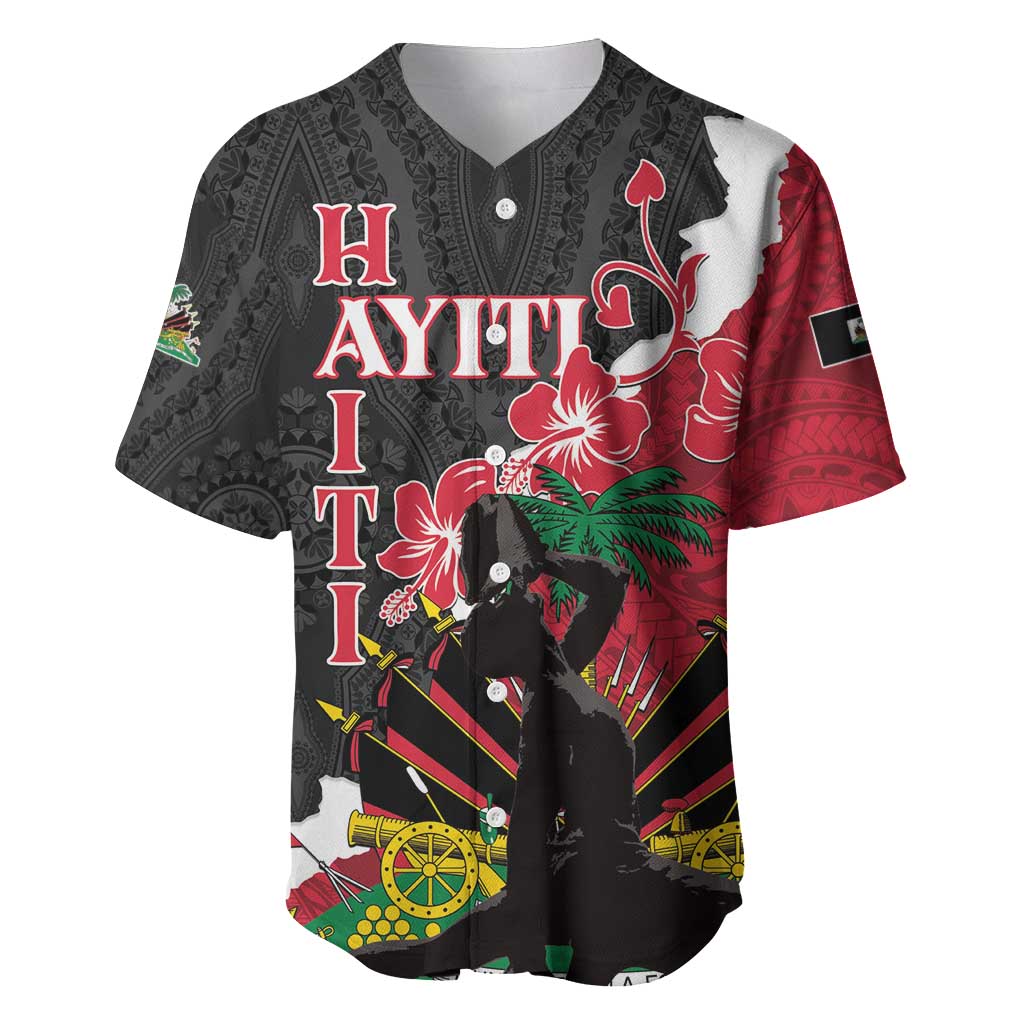 Personalised Afro Ayiti Neg Marron Baseball Jersey Dashiki Mix Polynesian Pattern
