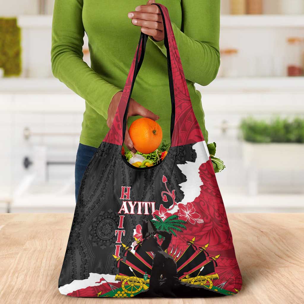 Personalised Afro Ayiti Neg Marron Grocery Bag Dashiki Mix Polynesian Pattern