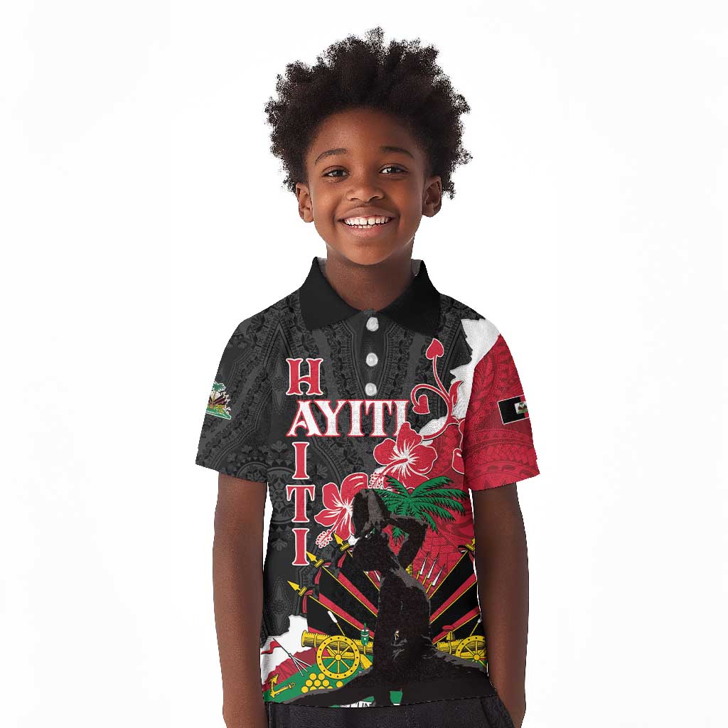 Personalised Afro Ayiti Neg Marron Kid Polo Shirt Dashiki Mix Polynesian Pattern