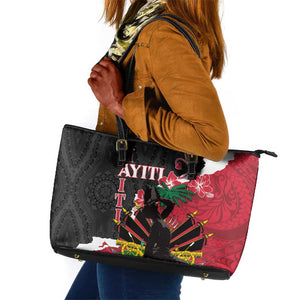 Personalised Afro Ayiti Neg Marron Leather Tote Bag Dashiki Mix Polynesian Pattern