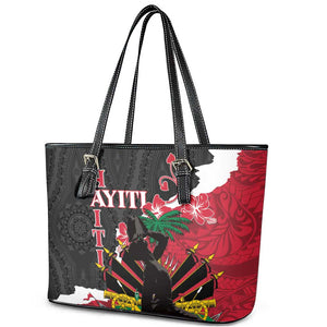 Personalised Afro Ayiti Neg Marron Leather Tote Bag Dashiki Mix Polynesian Pattern