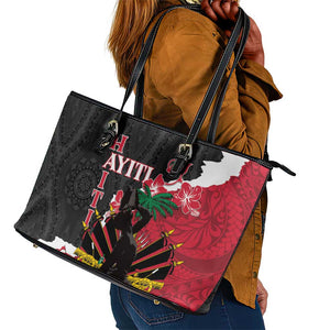 Personalised Afro Ayiti Neg Marron Leather Tote Bag Dashiki Mix Polynesian Pattern