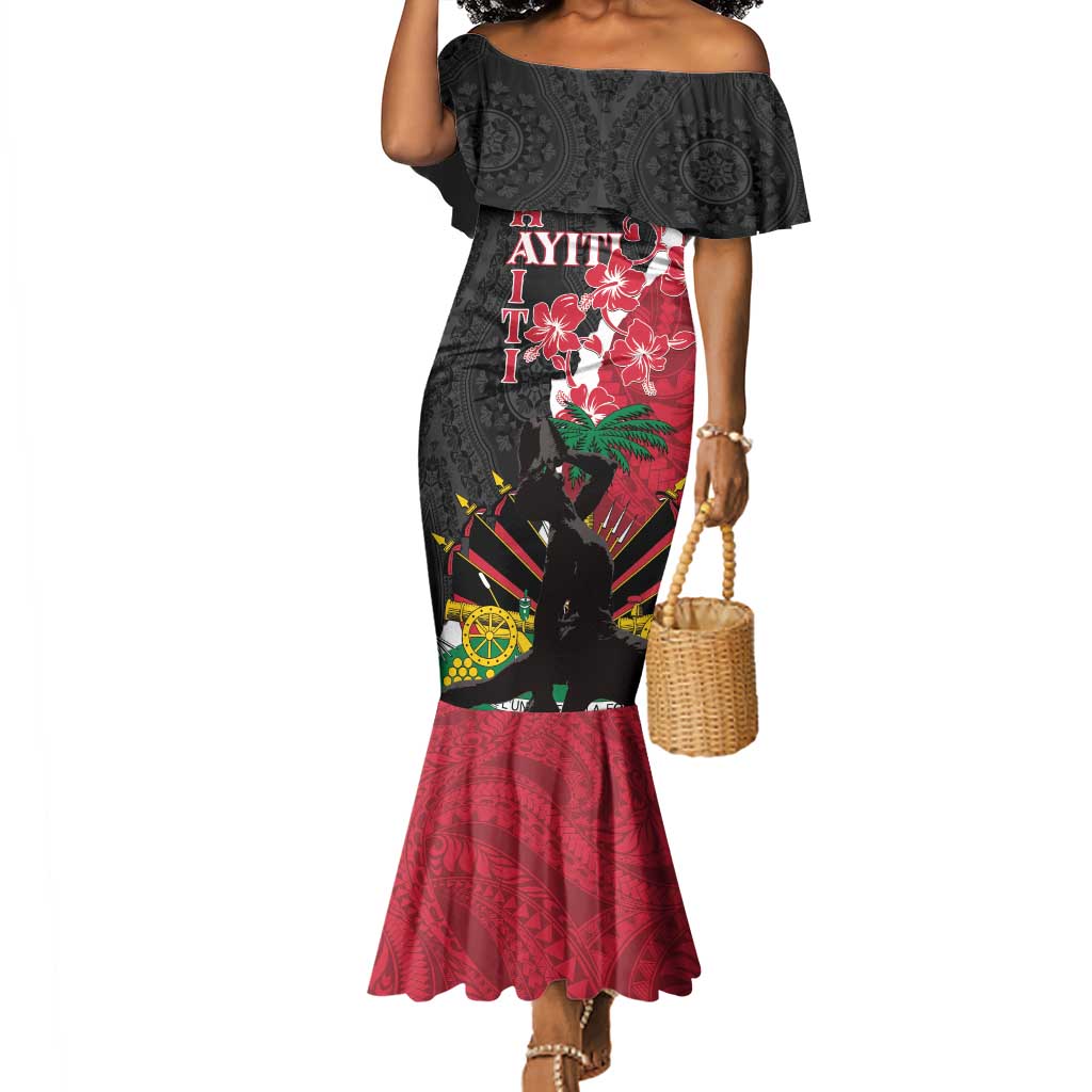 Personalised Afro Ayiti Neg Marron Mermaid Dress Dashiki Mix Polynesian Pattern