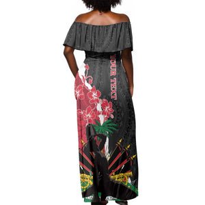 Personalised Afro Ayiti Neg Marron Off Shoulder Maxi Dress Dashiki Mix Polynesian Pattern