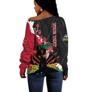 Personalised Afro Ayiti Neg Marron Off Shoulder Sweater Dashiki Mix Polynesian Pattern