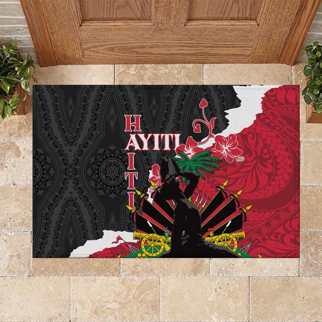 Personalised Afro Ayiti Neg Marron Rubber Doormat Dashiki Mix Polynesian Pattern