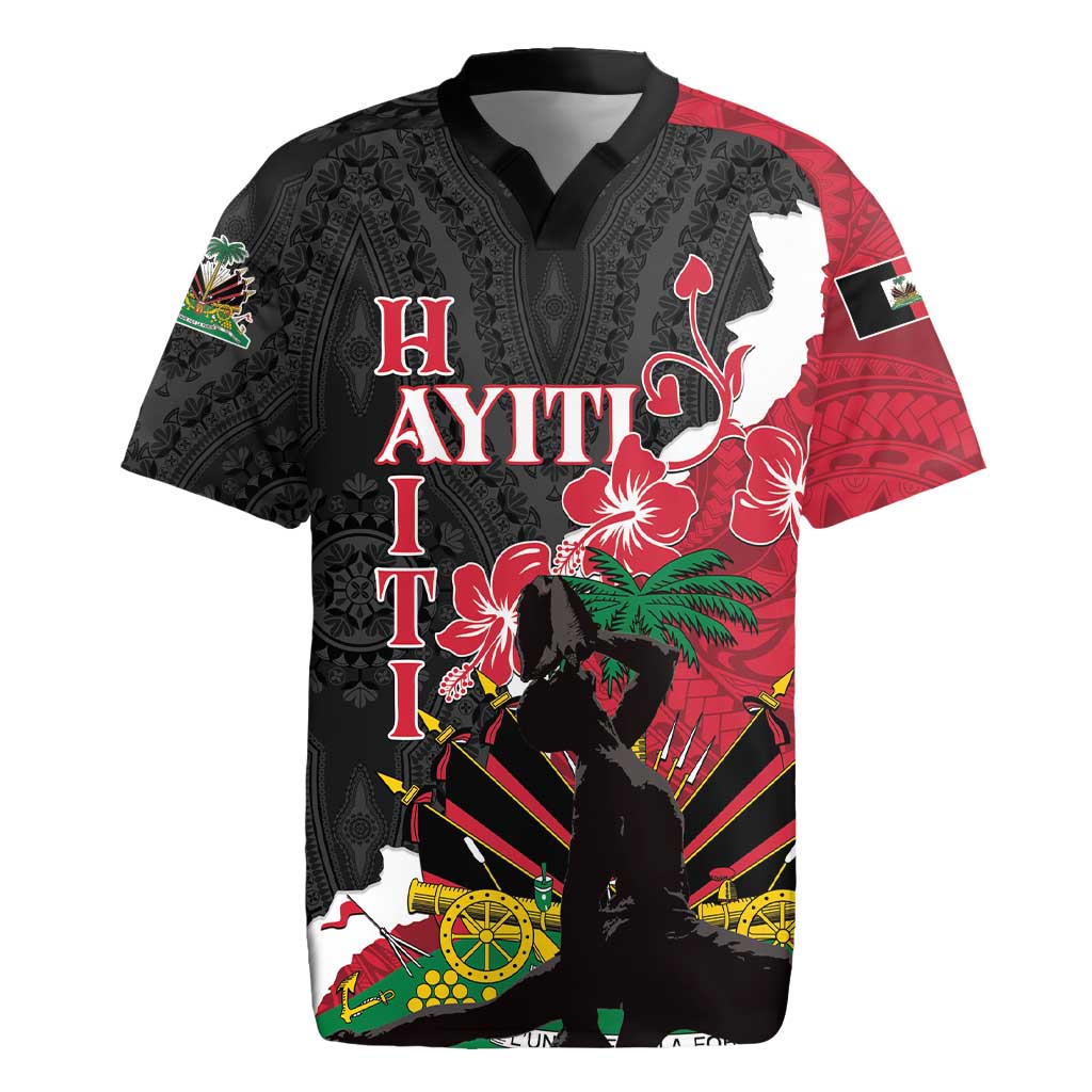 Personalised Afro Ayiti Neg Marron Rugby Jersey Dashiki Mix Polynesian Pattern