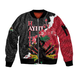 Personalised Afro Ayiti Neg Marron Sleeve Zip Bomber Jacket Dashiki Mix Polynesian Pattern