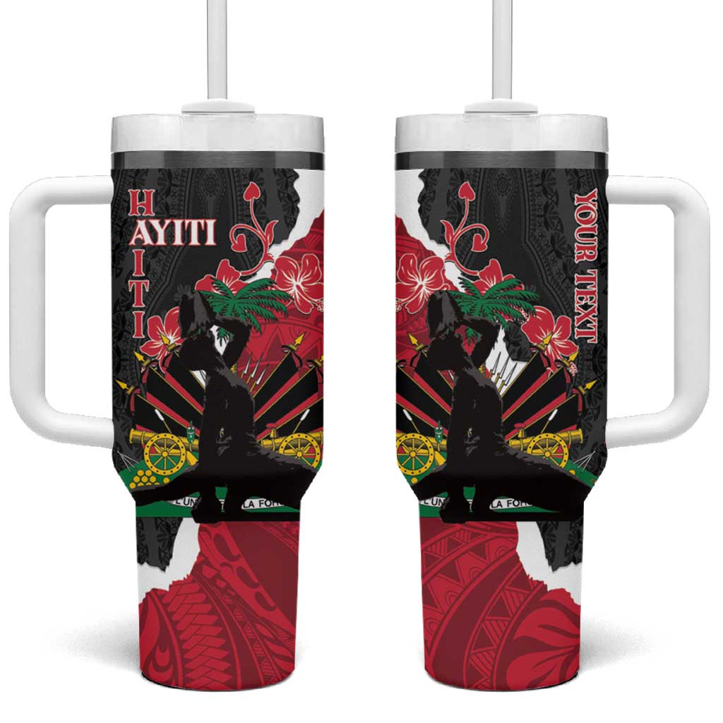 Personalised Afro Ayiti Neg Marron Tumbler With Handle Dashiki Mix Polynesian Pattern