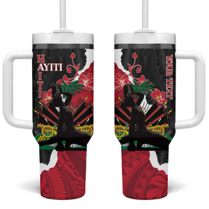 Personalised Afro Ayiti Neg Marron Tumbler With Handle Dashiki Mix Polynesian Pattern