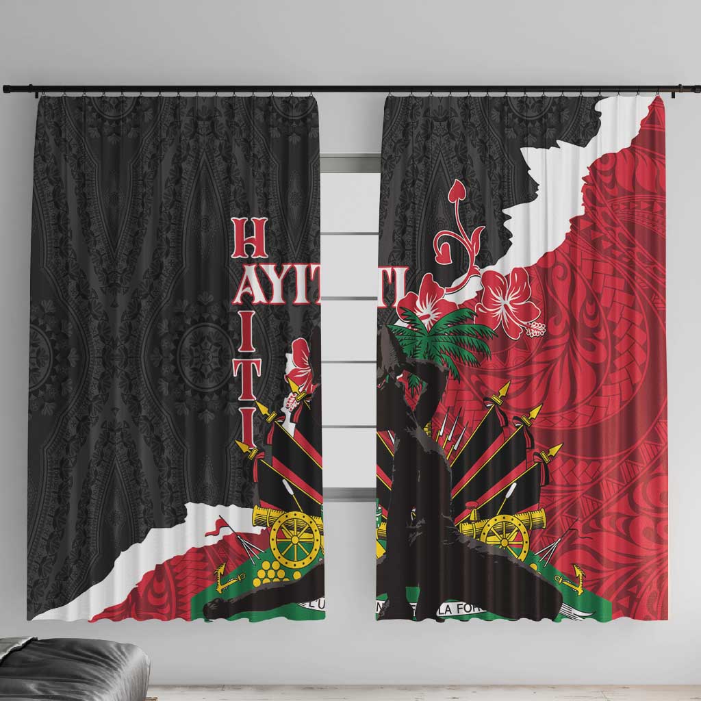 Personalised Afro Ayiti Neg Marron Window Curtain Dashiki Mix Polynesian Pattern