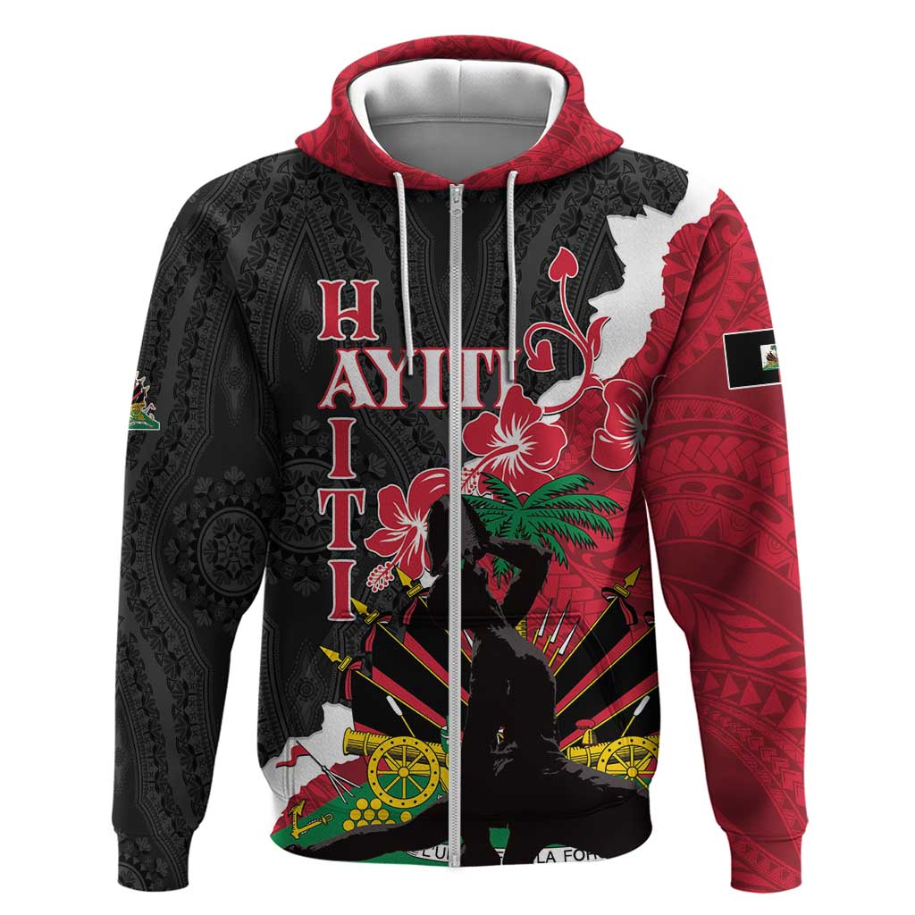 Personalised Afro Ayiti Neg Marron Zip Hoodie Dashiki Mix Polynesian Pattern