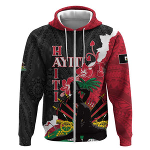 Personalised Afro Ayiti Neg Marron Zip Hoodie Dashiki Mix Polynesian Pattern